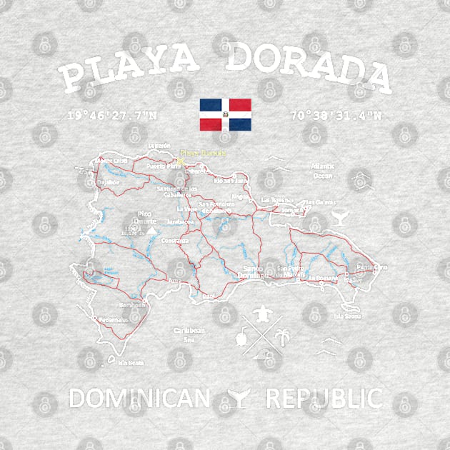 Playa Dorada Dominican Republic Flag Travel Map Coordinates GPS by French Salsa